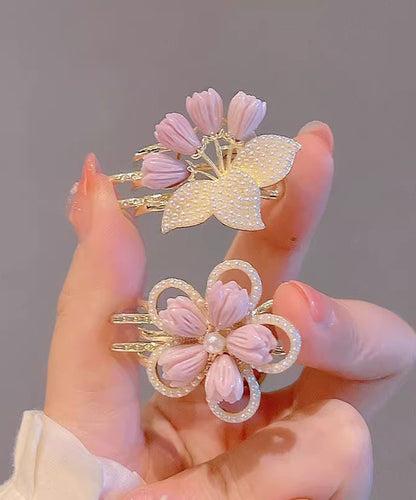 New Purple Alloy Lotus and Pearl Hairpin Two-piece Set
