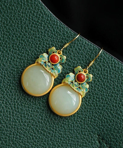 Handmade Green Silver Jade Drop Earrings