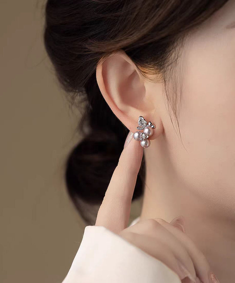 Japan South Korea Style Zircon Grape Pearl Earrings