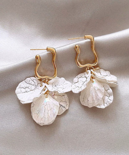White Copper Overgild Drop Earrings