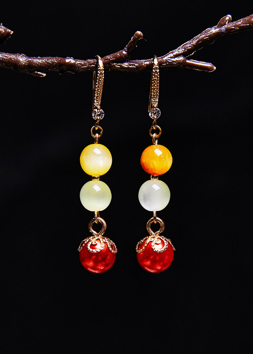 Jade Tassels Pearl Drop Earrings