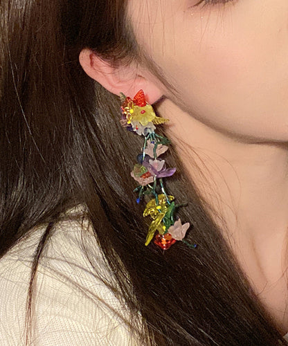 Woven Acrylic Long Drop Earrings
