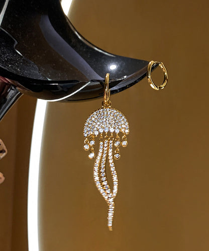 Boutique Golden Asymmetrical Design Tasseled Zircon Metal Drop Earrings