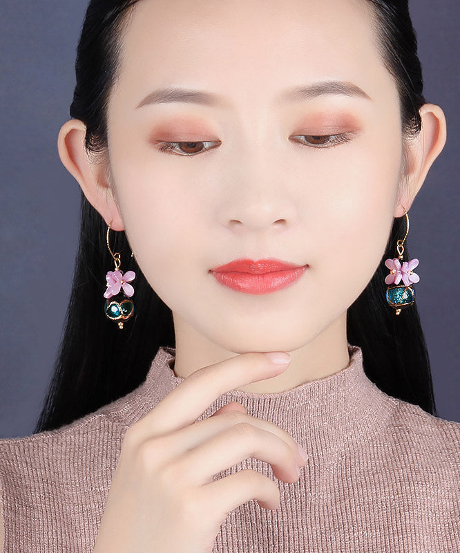 Purple Blue Coloured Glaze Drop Earrings