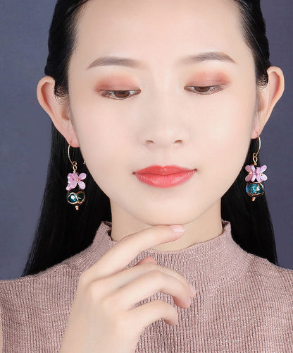 Purple Blue Coloured Glaze Drop Earrings