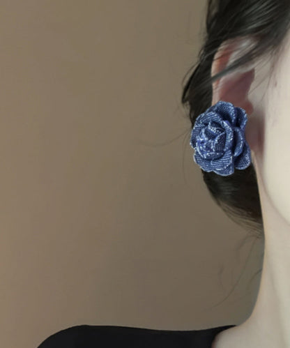 Denim Blue Sterling Silver Stud Earrings