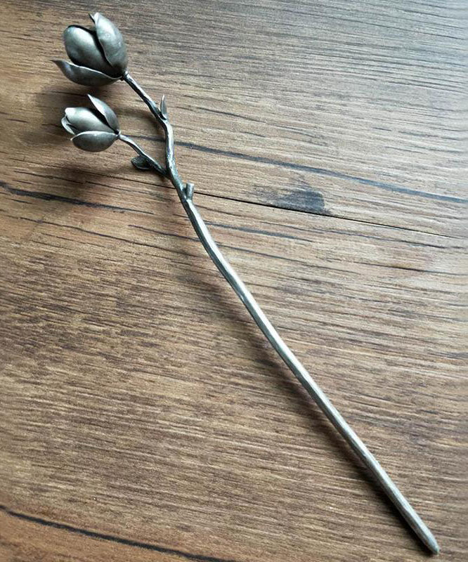 Silk Sterling Silver Yulan Magnolia Hairpin