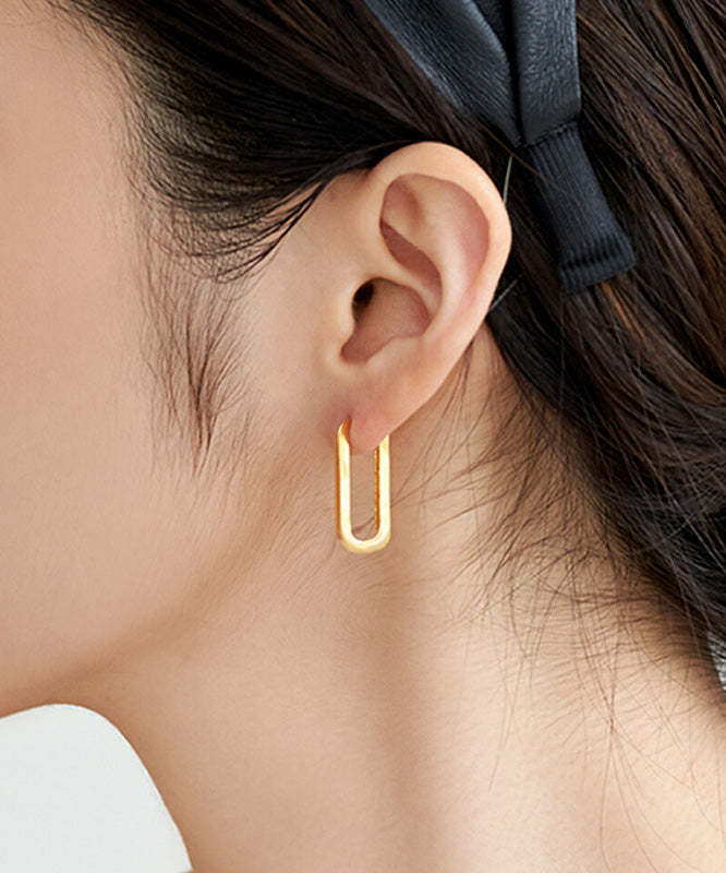 Gold Silver 14k Overgild Rectangle Hoop Earrings