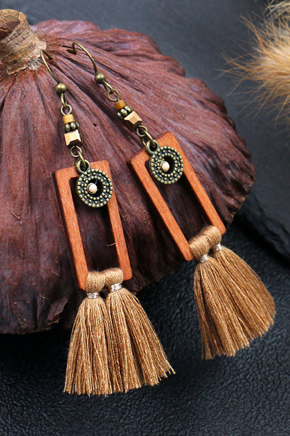 Square Tassel Long Earrings