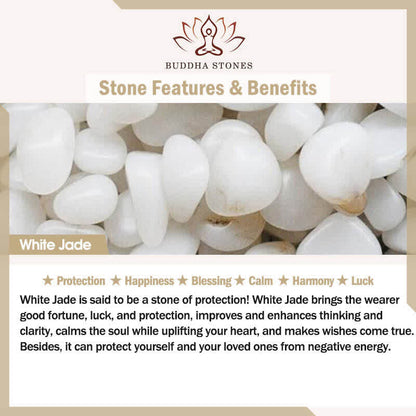 Buddha Stones Laughing Buddha White Jade Luck Blessing Titanium Steel Chain Necklace Pendant
