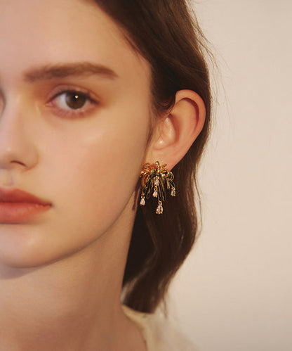 Stylish Gold Fireworks Zircon Gold Plated Stud Earrings