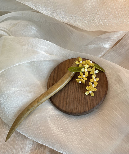 Retro Yellow Green Sandalwood Hairpin