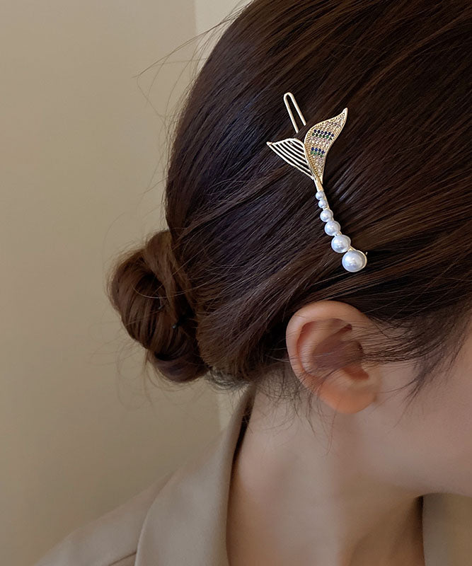 White Pearl Fish Tail Shark Clip Hairpin