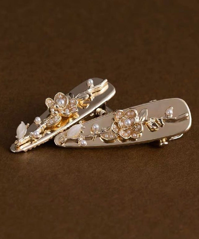 French Gold Alloy Pearl a Pair Hairpin