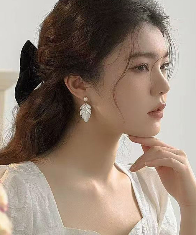 White Sterling Silver Alloy Pearl Shell Drop Earrings