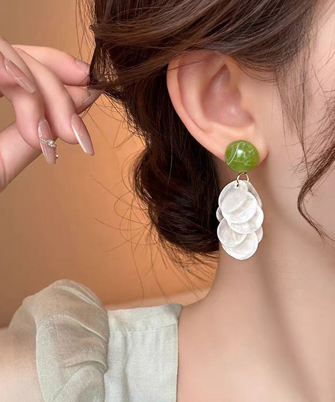 Colorblock Copper Alloy Shell Tassel Drop Earrings