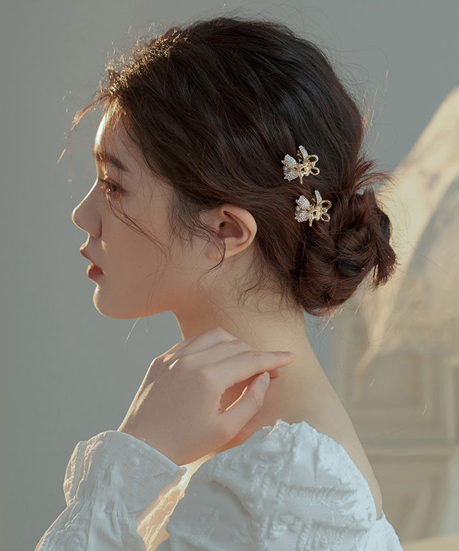 Style Gold Alloy Zircon Pearl Lily of the Valley Hairpin