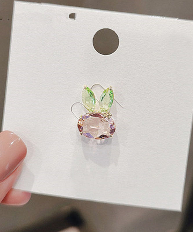 Diy Colorblock Sterling Silver Crystal Rabbit Brooches