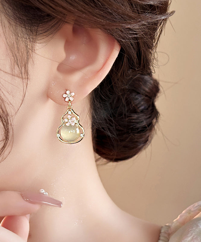 Gold Copper Alloy Gourd Drop Earrings