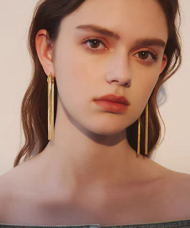 Golden Tassel Metal Stud Earrings