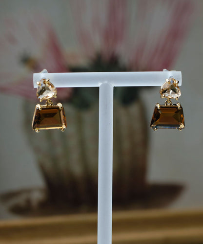 Diy Brown Copper Overgild Crystal Drop Earrings