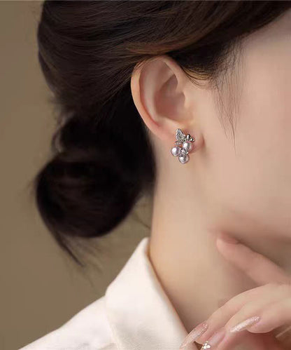 Japan South Korea Style Zircon Grape Pearl Earrings