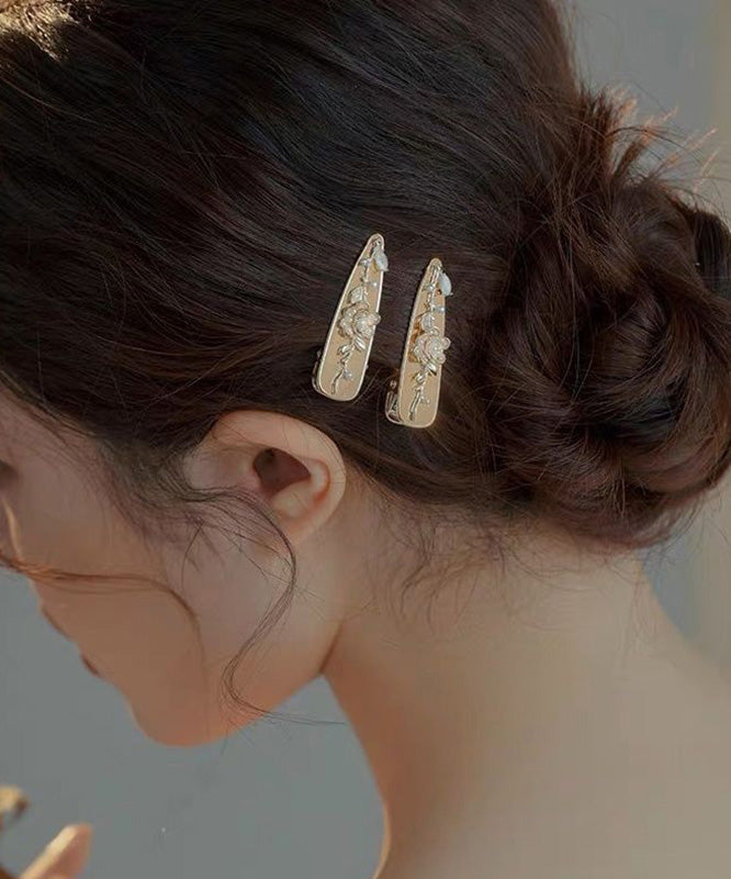 French Gold Alloy Pearl a Pair Hairpin