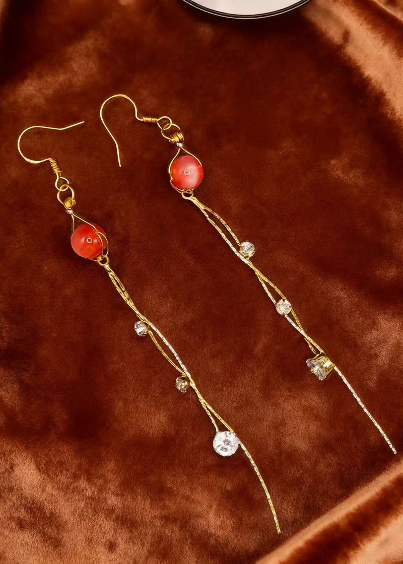 Diy Red Crystal Fringe Trim Rhinestone Drop Earrings