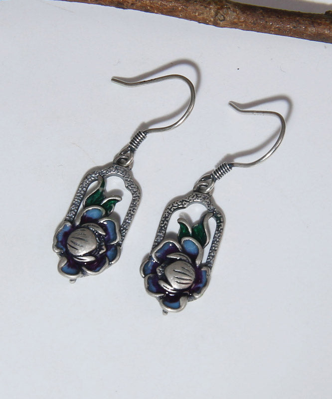 Blue Sterling Silver Drop Earrings