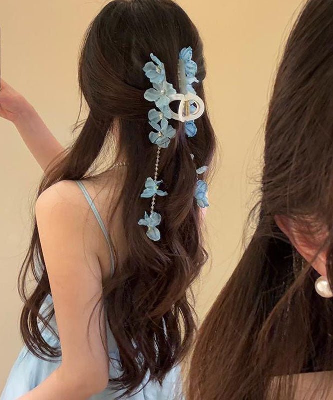 Modern Blue Alloy Beading Tassel Hairpin
