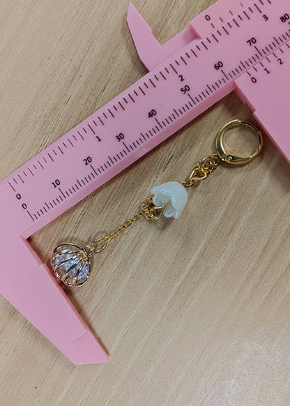 Art Bud Wrap Zircon 14k Gold Tassels Drop Earrings