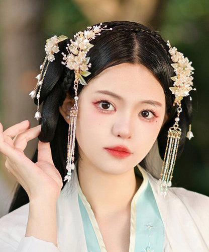 White Pearl Resin Coloured Glaze Tassel Hairpin