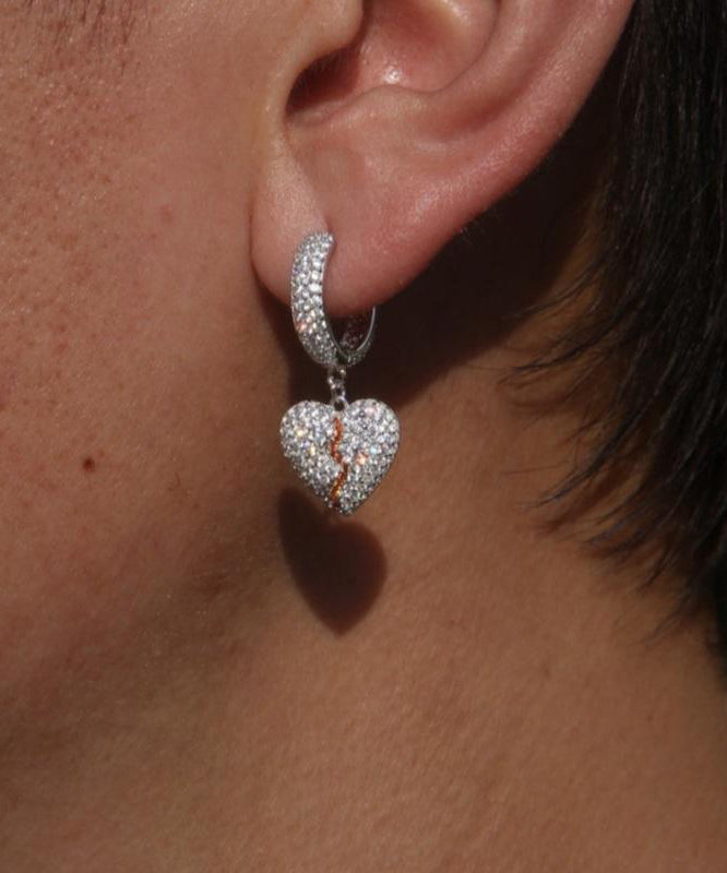 Silk Sterling Silver Broken Heart Drop Earrings