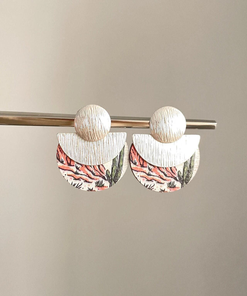Handmade Wooden Print Stud Earrings