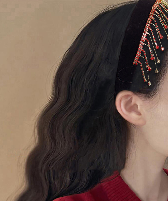 Black Overgild Zircon Tassel Hairpin