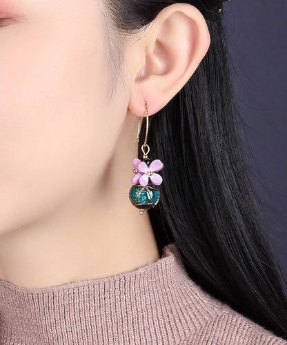 Purple Blue Coloured Glaze Drop Earrings