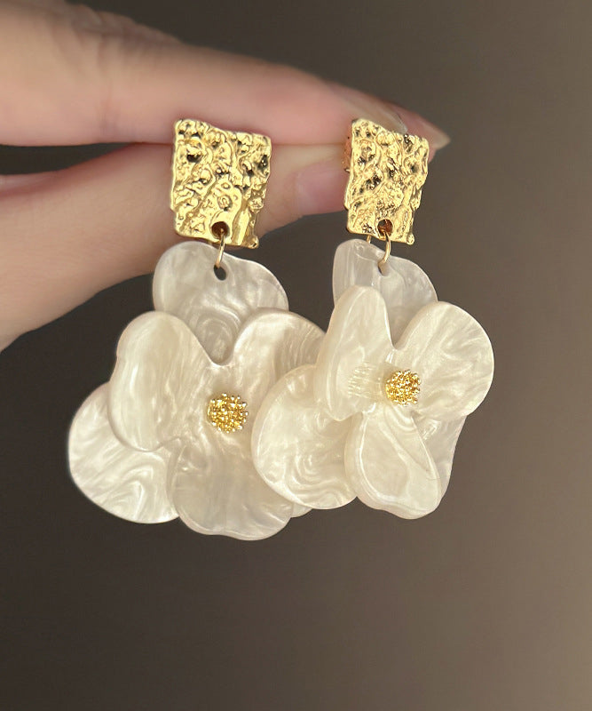 White Acrylic Drop Earrings