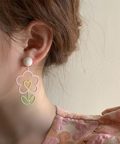 Colorblock Alloy Hoop Earrings
