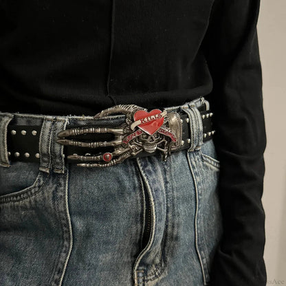 Neutral Gothic Skull Rivet Belt