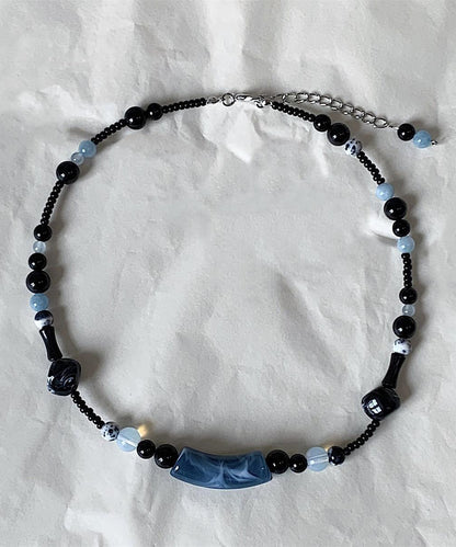 Chinese Style Black Alloy Beading Gratuated Bead Necklace