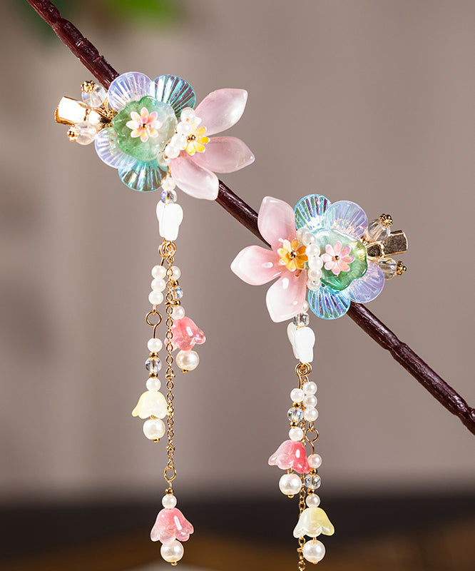 Style Multicolor Alloy Pearl Tassel Kids a Pair Hairpin