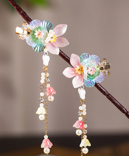 Style Multicolor Alloy Pearl Tassel Kids a Pair Hairpin