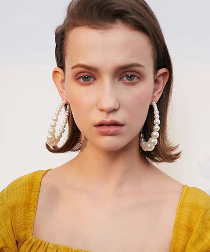 Korean Style Versatile Pearl Circle Hoop Earrings