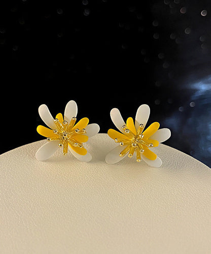 Modern Colorblock Copper Overgild Stud Earrings