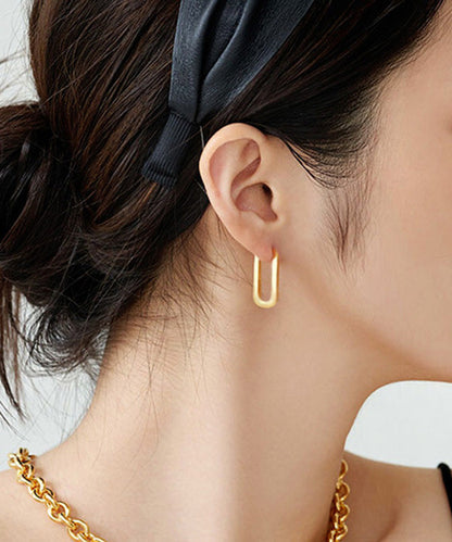 Gold Silver 14k Overgild Rectangle Hoop Earrings