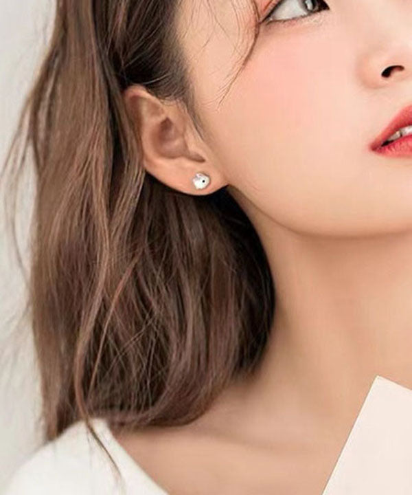 Fine Pink Little Rabbit Silver Stud Earrings