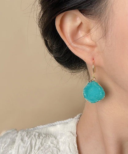 Vogue Blue Copper Alloy Asymmetrical Gem Stone Drop Earrings