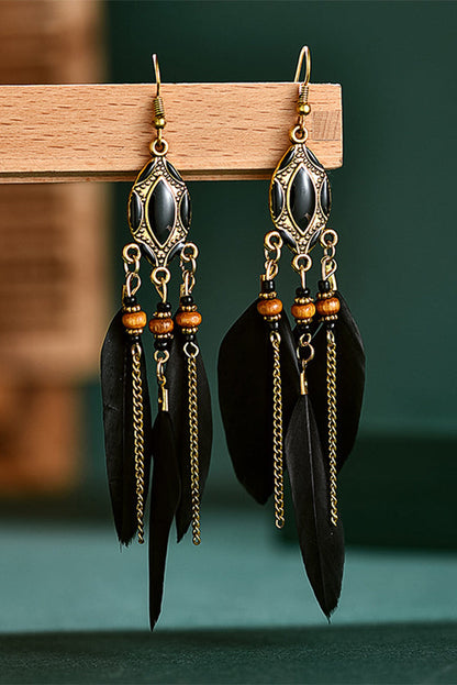 Colorful Feather Tassel Dangle Drop Earrings