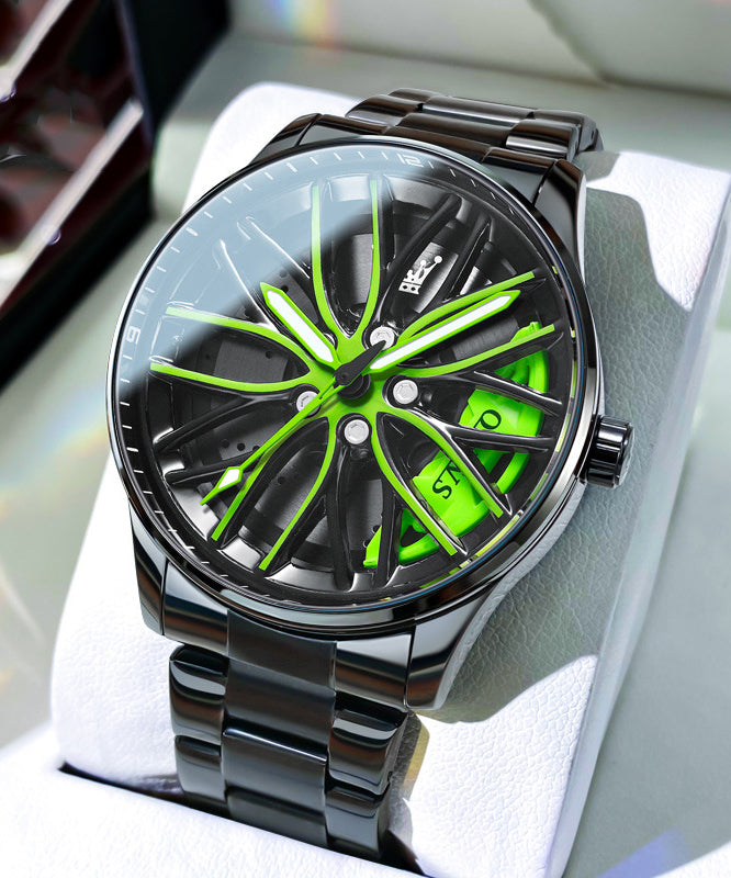 Green Stainless Steel Alloy Hollow Out Noctilucent Watches