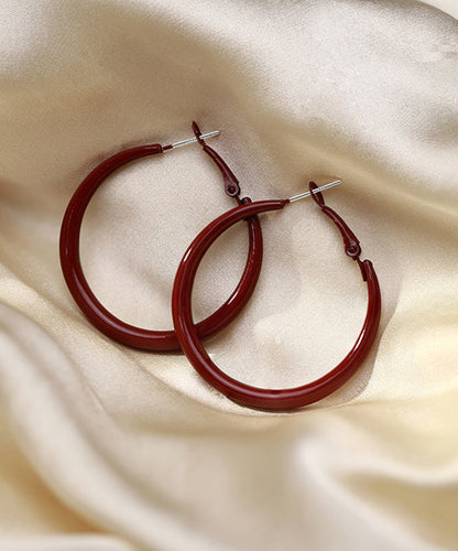Red Sterling Silver Hoop Earrings